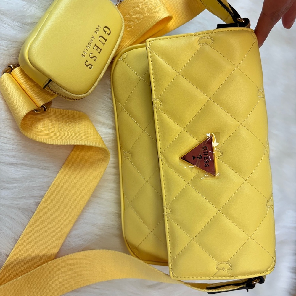 GUESS Sunny Yellow Quilted Crossbody Bag